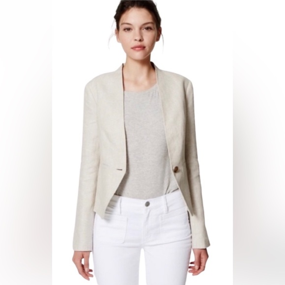 LOFT Jackets & Blazers - ANN TAYLOR LOFT NWT Single Button Collarless Linen Oatmeal Blazer